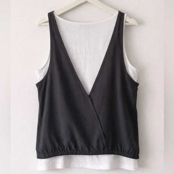 Mint Velvet Layered Tank Top M Charcoal White Double Layer Sleeveless Blouse - Picture 3 of 7
